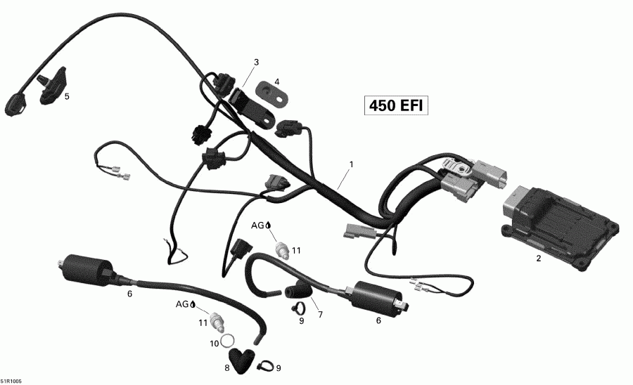  BRP DS 450 EFI, 2010 - Engine Harness And Electronic Module