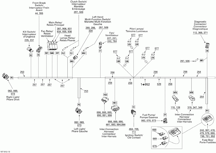ATV  DS 450 Xxc, Xmx EFI, 2010 ������ - Electrical Harness, Front Section