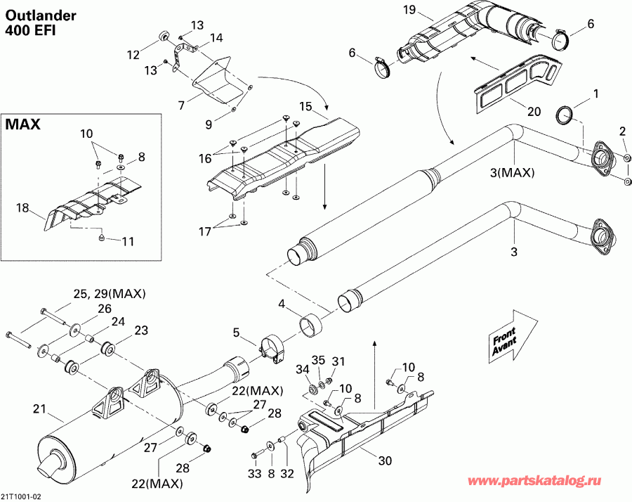 Bombardier Outlander 400 EFI, 2010  - Exhaust System