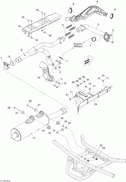 ATV Bombardier ����������� Outlander 800R EFI, 2010 - Exhaust System
