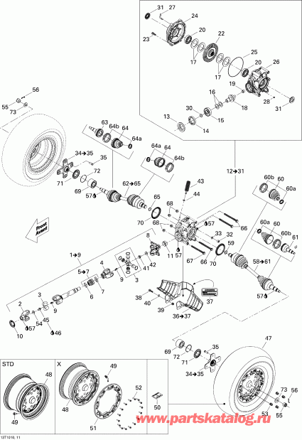 ���������� Bombardier ������ Renegade 500 EFI, 2010 - Drive System, Rear 500 Efi