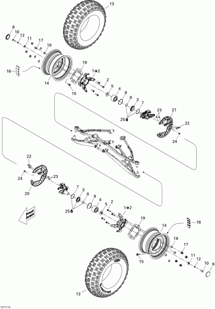 ATV Bombardier DS 450 EFI, 2011 - Drive System, Front