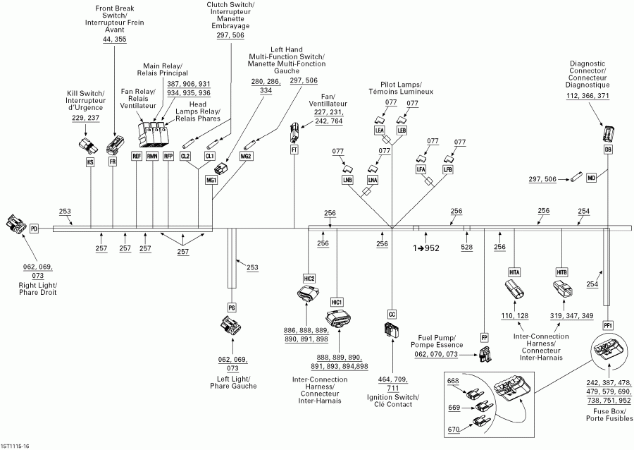 ATV BRP DS 450 EFI, 2011  - Electrical Harness, Front Section