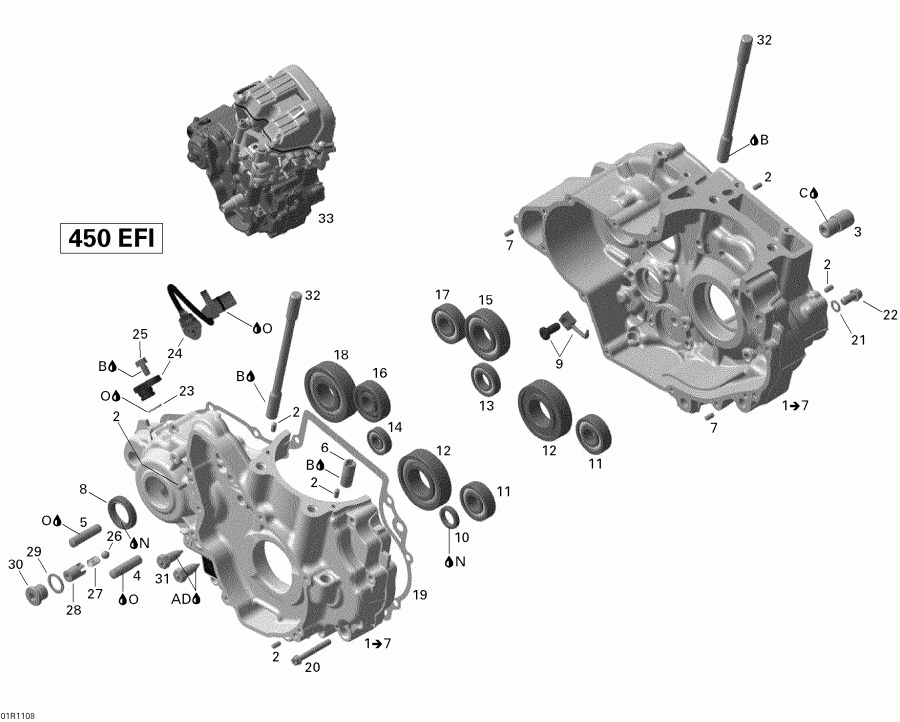  BRP DS 450 Xxc, Xmx EFI, 2011  - Crankcase