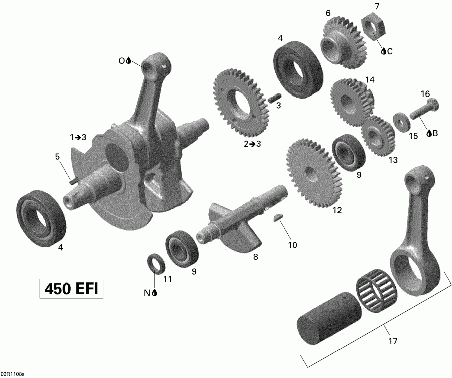 ATV Bombardier  DS 450 Xxc, Xmx EFI, 2011 - Crankshaft