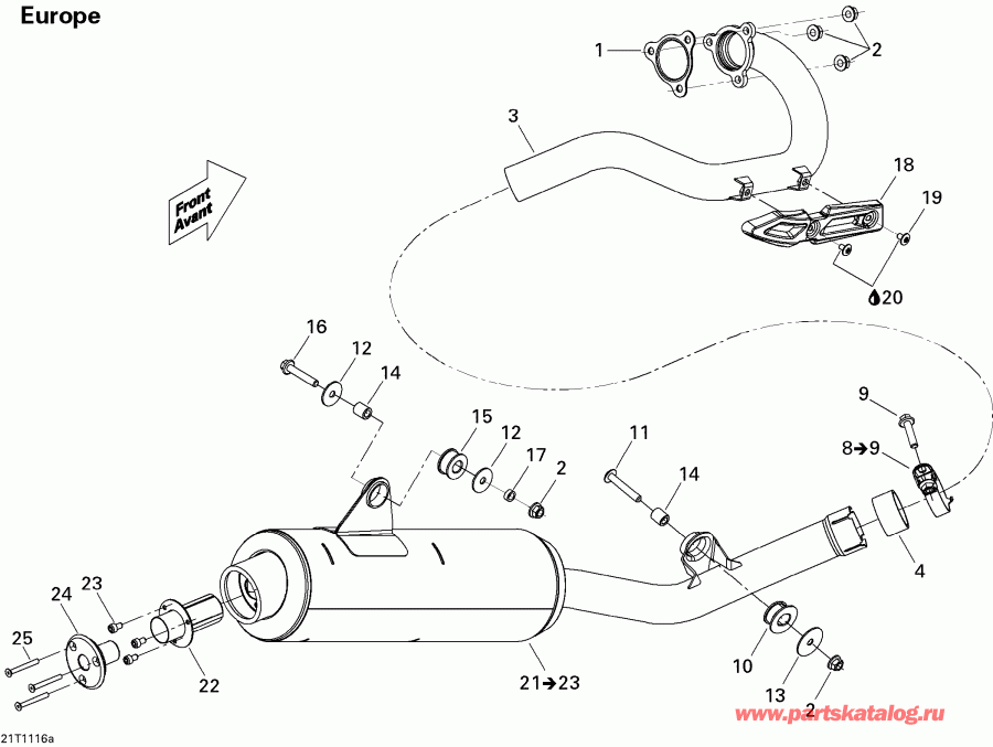 ������������ BRP ������ DS 450 Xxc, Xmx EFI, 2011 - Exhaust System Xmx Europe