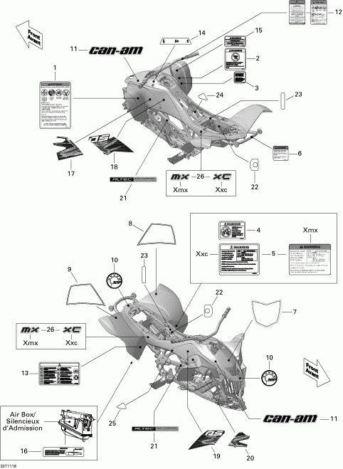 ATV  DS 450 Xxc, Xmx EFI, 2011  - Decals Xmx