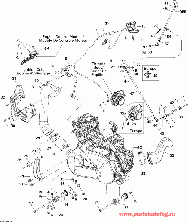 ATV  Outlander 400 EFI, 2011  - Engine And Engine Support