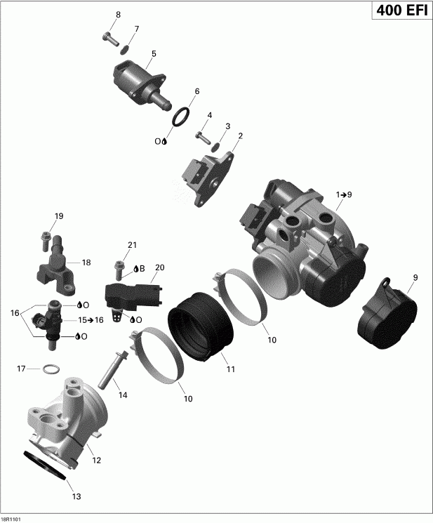 ATV  Outlander 400 EFI, 2011  - Air Intake Manifold And Throttle Body