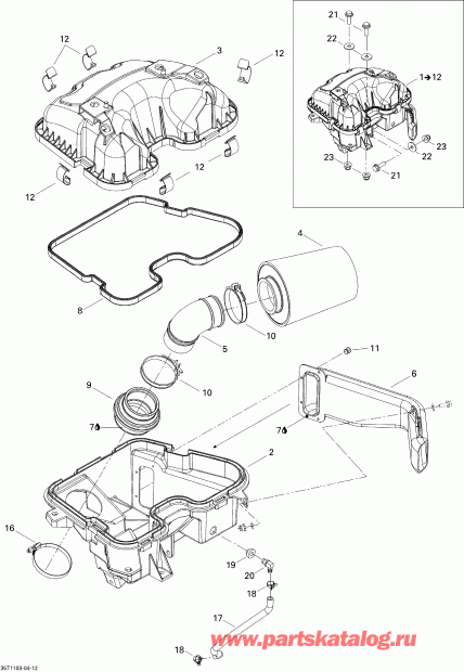 ATV BRP - Air Впуск глушителя Квадроцикл  Outlander 500 EFI, 2011 раздел - Air Intake Silencer