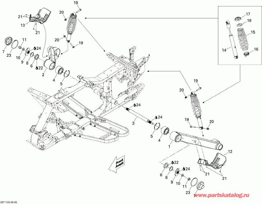 Bombardier - Задняя подвеска Квадроцикл BRP модификация Outlander 500 EFI, 2011 - Rear Suspension