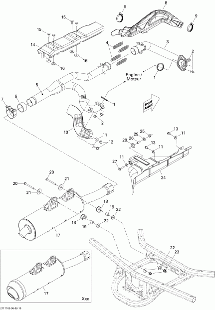  BRP Outlander 800R EFI, 2011  - Exhaust System