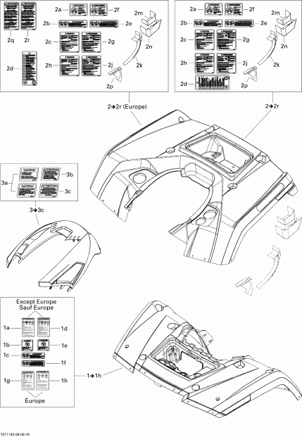  Bombardier Outlander 800R EFI, 2011  - Fender  Central Panel Kit