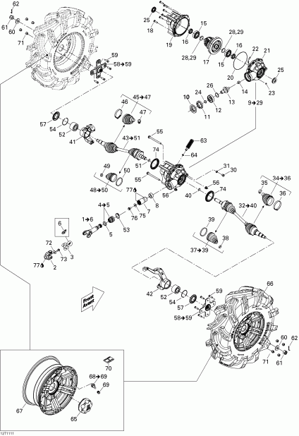 ATV  Outlander 800R EFI, XMR, 2011 - Drive System, Front