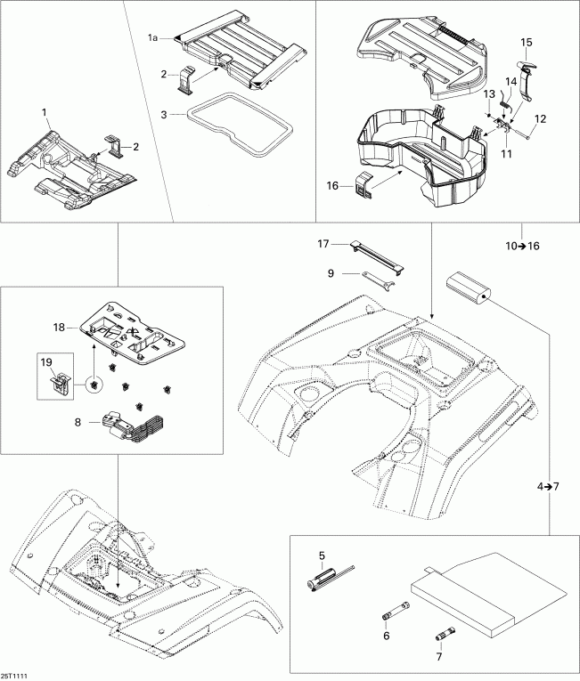    Outlander 800R EFI, XMR, 2011 - Front And Rear Trays