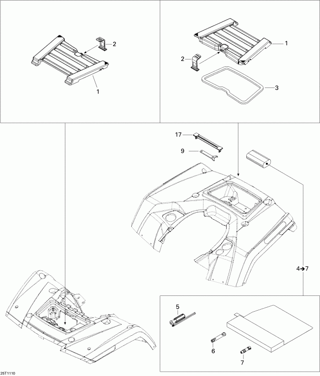   Outlander 800R EFI, XXC, 2011  - Front And Rear Trays