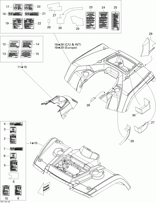    Outlander Max 400 EFI, 2011 - Fender  Central Panel Kit