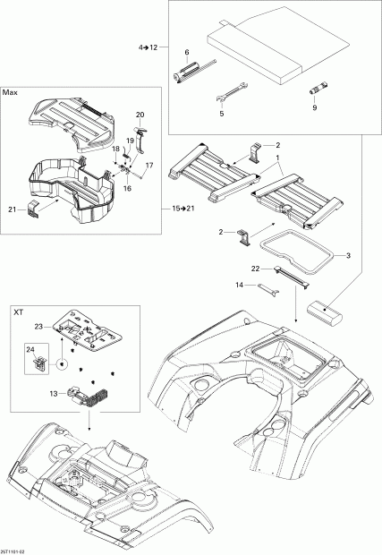 ATV  Outlander Max 400 EFI, 2011 ������ - Front And Rear Trays