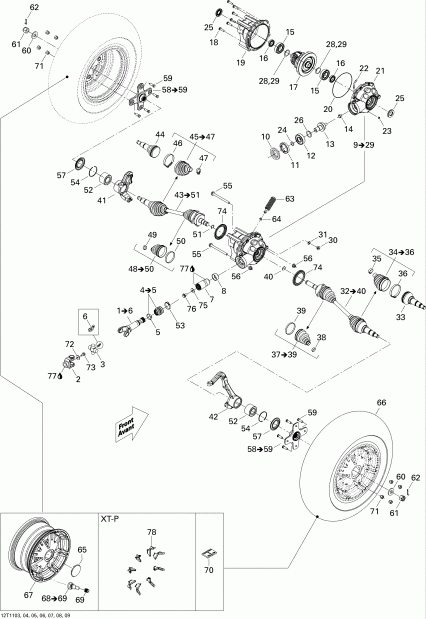 ����������  Outlander Max 500 EFI, 2011 ������ - Drive System, Front