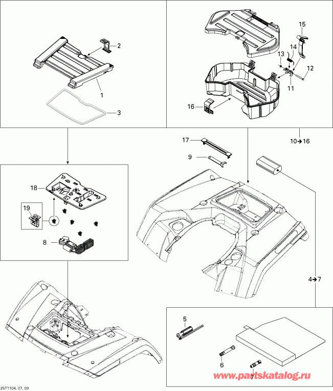 ATV BRP Outlander Max 800R EFI, 2011  - Front And Rear Trays