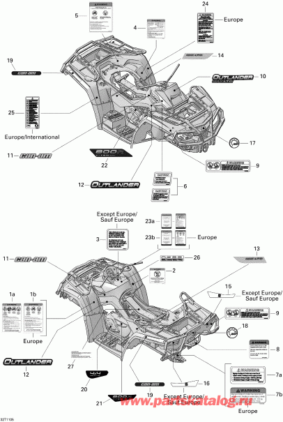 ATV  Outlander Max 800R EFI Ltd, 2011 - Decals