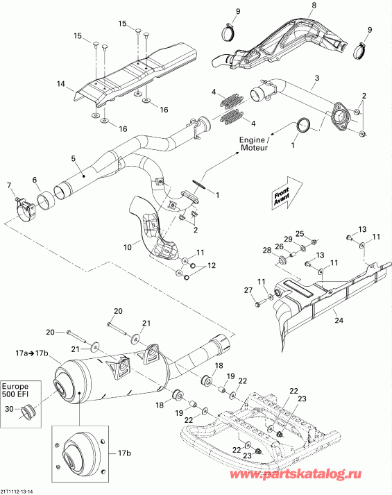 ATV BRP Renegade 500 EFI, 2011 - Exhaust System