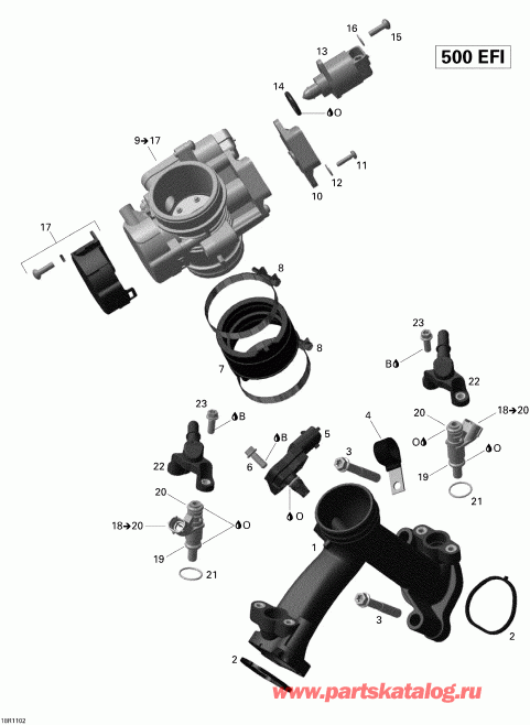   Renegade 500 EFI, 2011 - Air Intake Manifold And Throttle Body