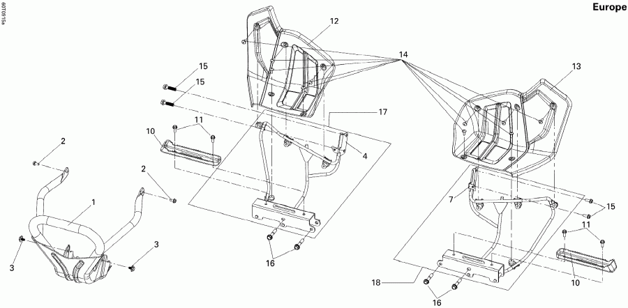  BRP DS 250 NA, CE & INT, 2012 - Front Bumper And Footrests Europe