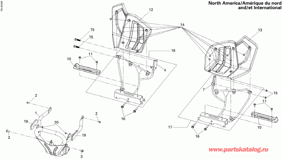 Bombardier DS 250 NA, CE & INT, 2012 - Front   Footrests North America, International