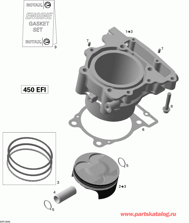 ���������� BRP DS 450EFI STD, 2012 ������ - Cylinder And Piston