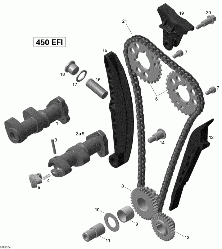 ���������� Bombardier DS 450EFI Xxc & Xmx, 2012 ������ - Camshafts And Timing Chain