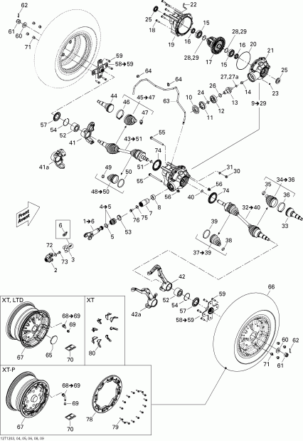 ATV BRP Outlander 500EFI STD & XT, 2012 - Drive System, Front