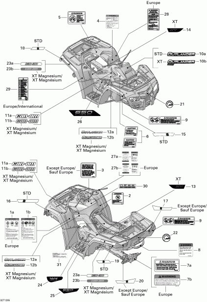 ������������  Outlander 650EFI STD & XT, 2012 ������ - Decals
