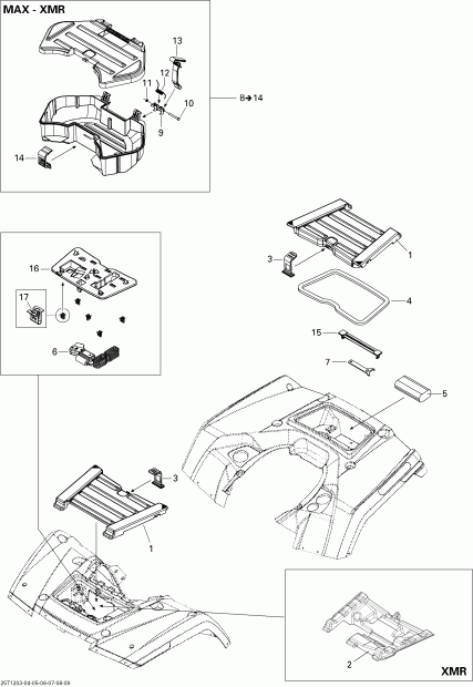  BRP Outlander 650EFI STD & XT, 2012  - Front  Rear Trays