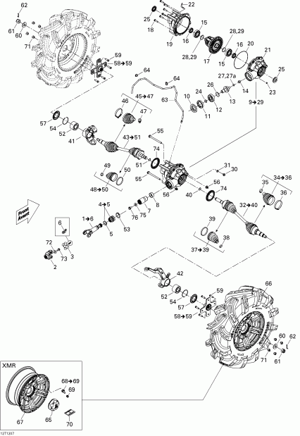 ������������ Bombardier ����������� Outlander 800REFI Xmr, 2012 - Drive System, Front