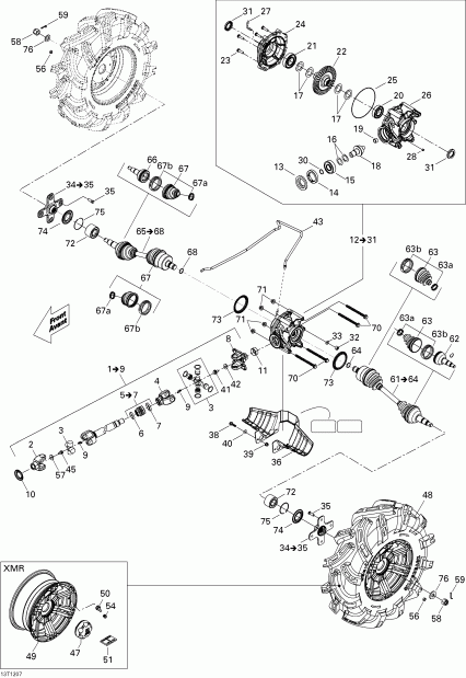 ATV Bombardier  Outlander 800REFI Xmr, 2012 - Drive System, Rear