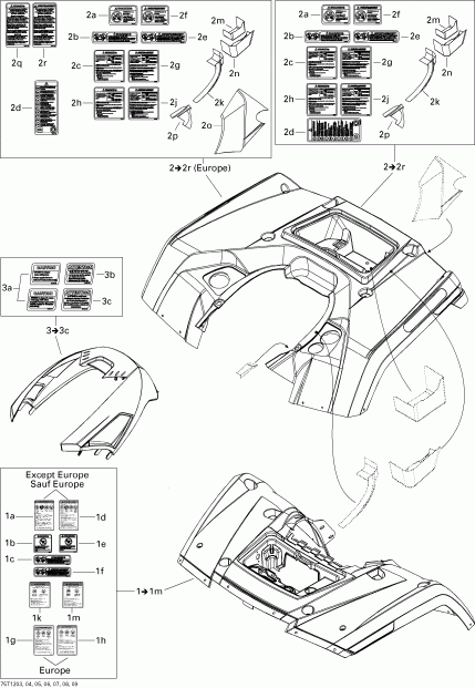 ����������  Outlander MAX 500EFI STD & XT, 2012 ������ - Fender � Central Panel Kit