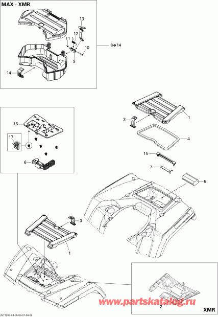   Outlander MAX 650EFI STD, XT & XT-P, 2012 - Front And Rear Trays