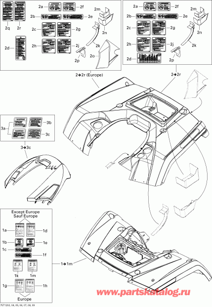  BRP Outlander MAX 800REFI LTD, 2012 - Fender And Central Panel Kit