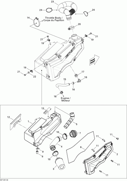    Outlander Max STD, XT, 400 EFI, 2012 - Air Intake Silencer