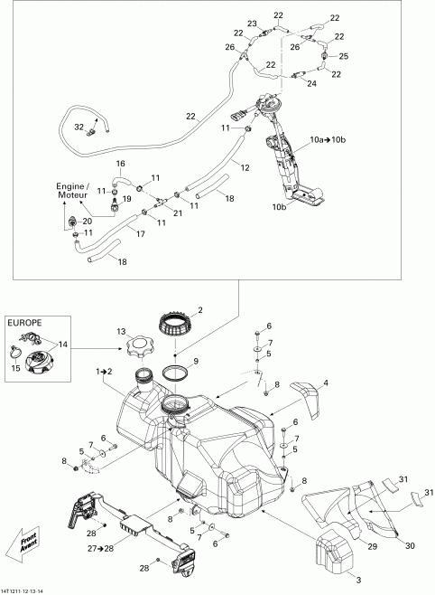 ATV BRP Outlander STD, XT, 1000 EFI, 2012 - Fuel System