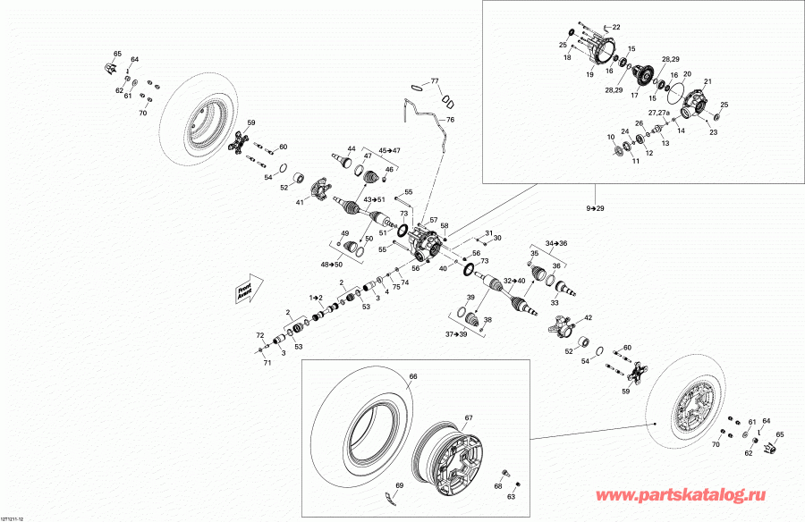 ������������ BRP Outlander STD, XT, 1000 EFI, 2012 ������ - Drive System, Front
