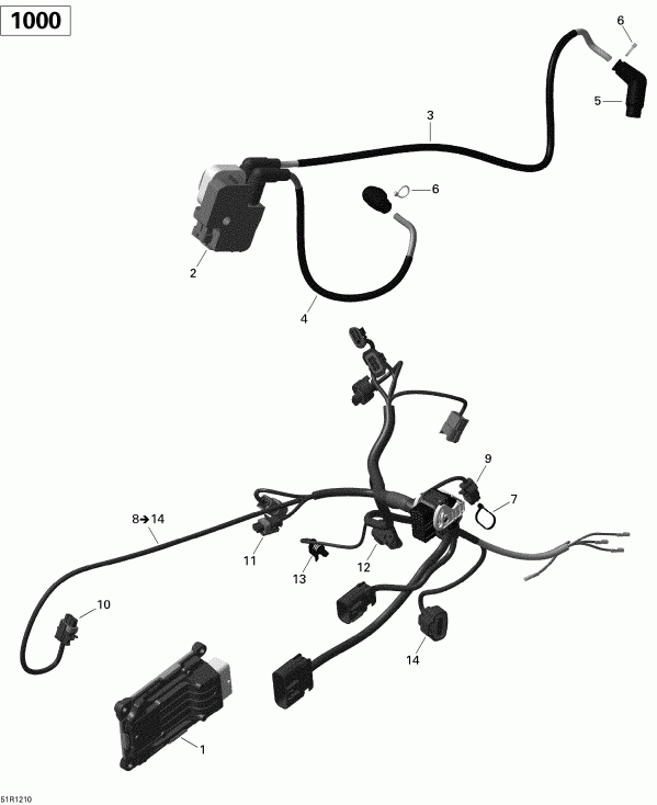 ATV BRP  Outlander STD, XT, 1000 EFI, 2012 - Engine Harness And Electronic Module