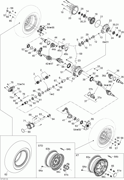 Outlander STD, XT, 400 EFI, 2012  - Drive System, Front