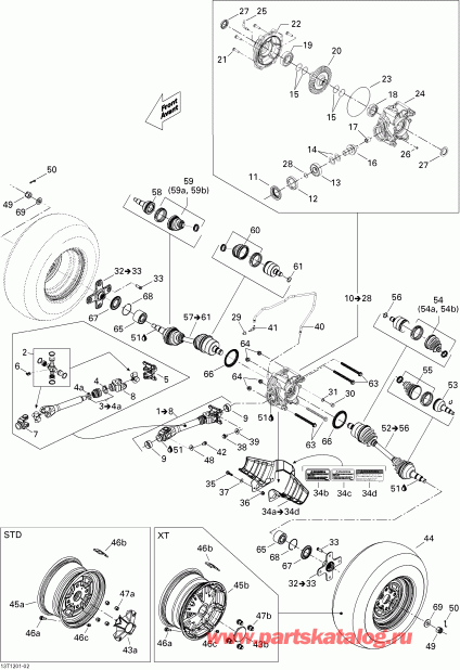 ������������  Outlander STD, XT, 400 EFI, 2012 - Drive System, Rear