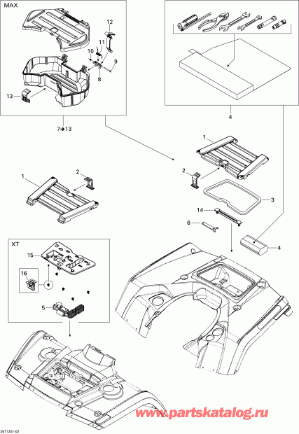 ATV BRP ������ Outlander STD, XT, 400 EFI, 2012 - Front And Rear Trays