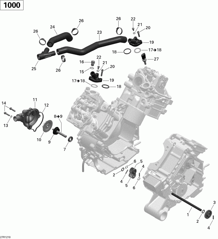  BRP Renegade STD, XXC, 1000 EFI, 2012  - Engine Cooling