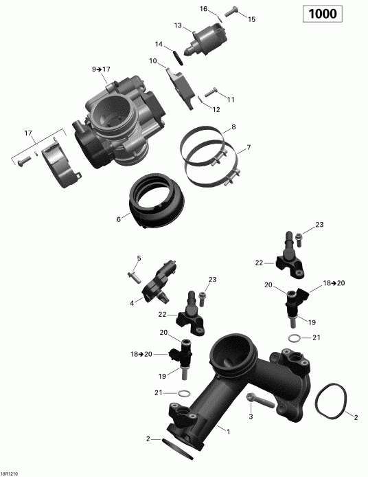 Renegade STD, XXC, 1000 EFI, 2012 - Air Intake Manifold And Throttle Body