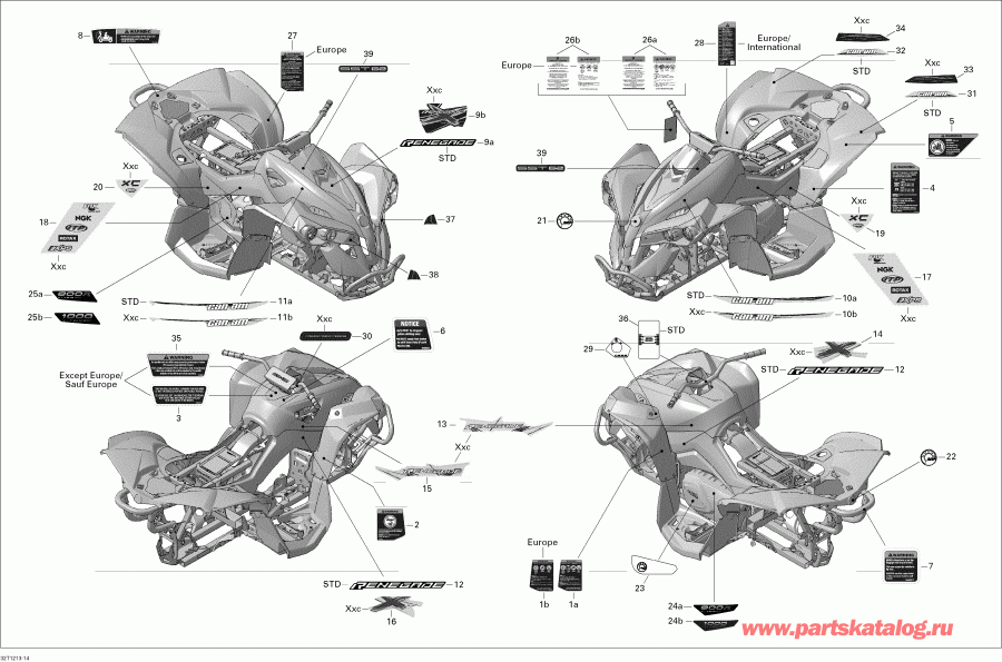 Bombardier  Renegade STD, XXC, 800R EFI, 2012 - Decals