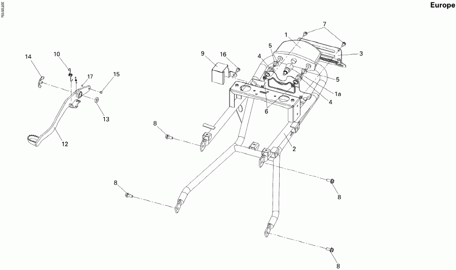   DS 250 NA, CE & INT, 2013 - Rear Frame Europe